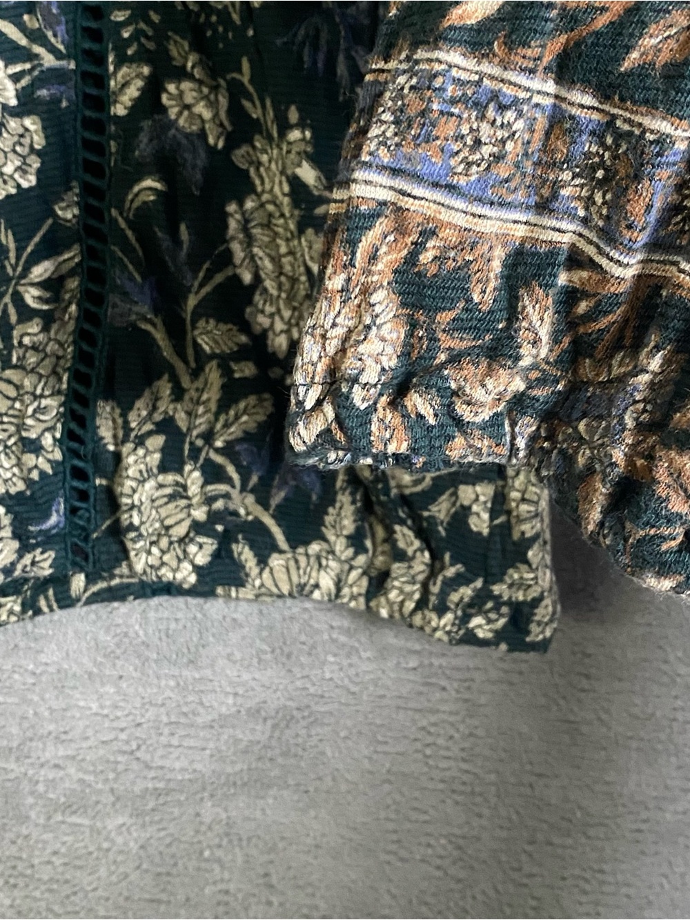 Lucky brand Green paisley Long Sleeve Whimsical Fairy Earthy Floral size Small - Picture 7 of 9